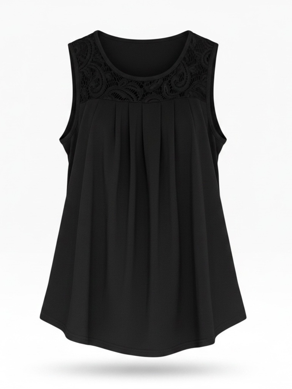 🖤 Midnight Lace Pleated Swing Tank – Size Large